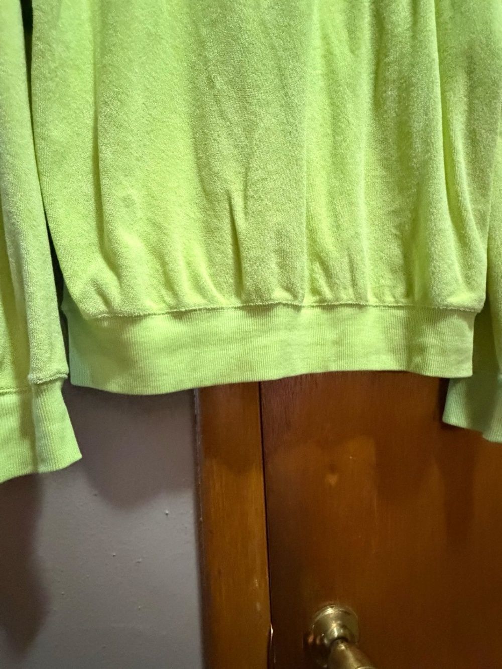 Neon Green Crewneck Jumper Sweatshirt Medium Tall Y2K Sporty Athleisure Dopamine - Picture 12 of 13